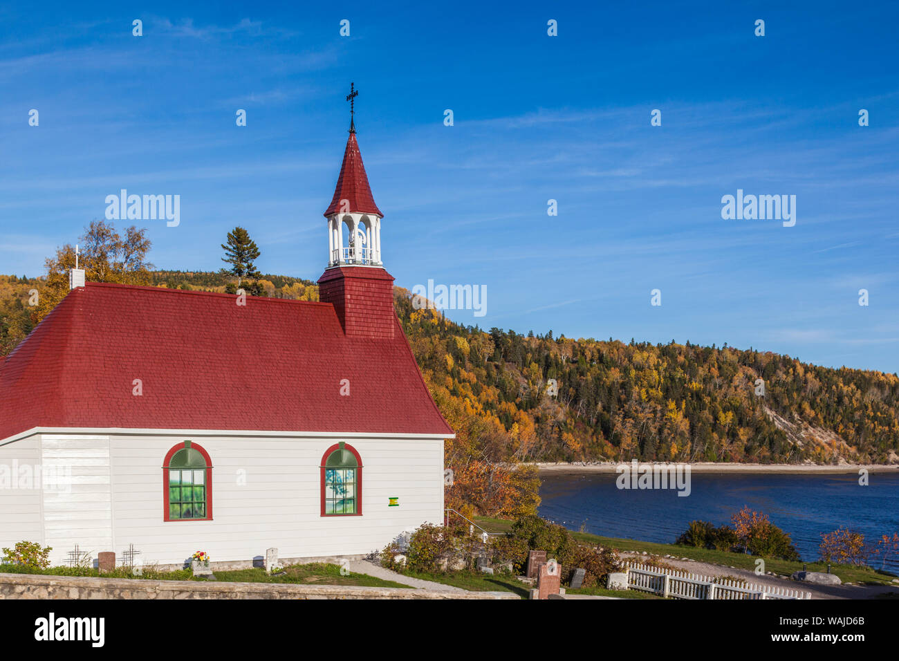 Kanada, Quebec, Tadoussac. Chappelle de Tadoussac, indische Kapelle, erbaut 1747 Stockfoto