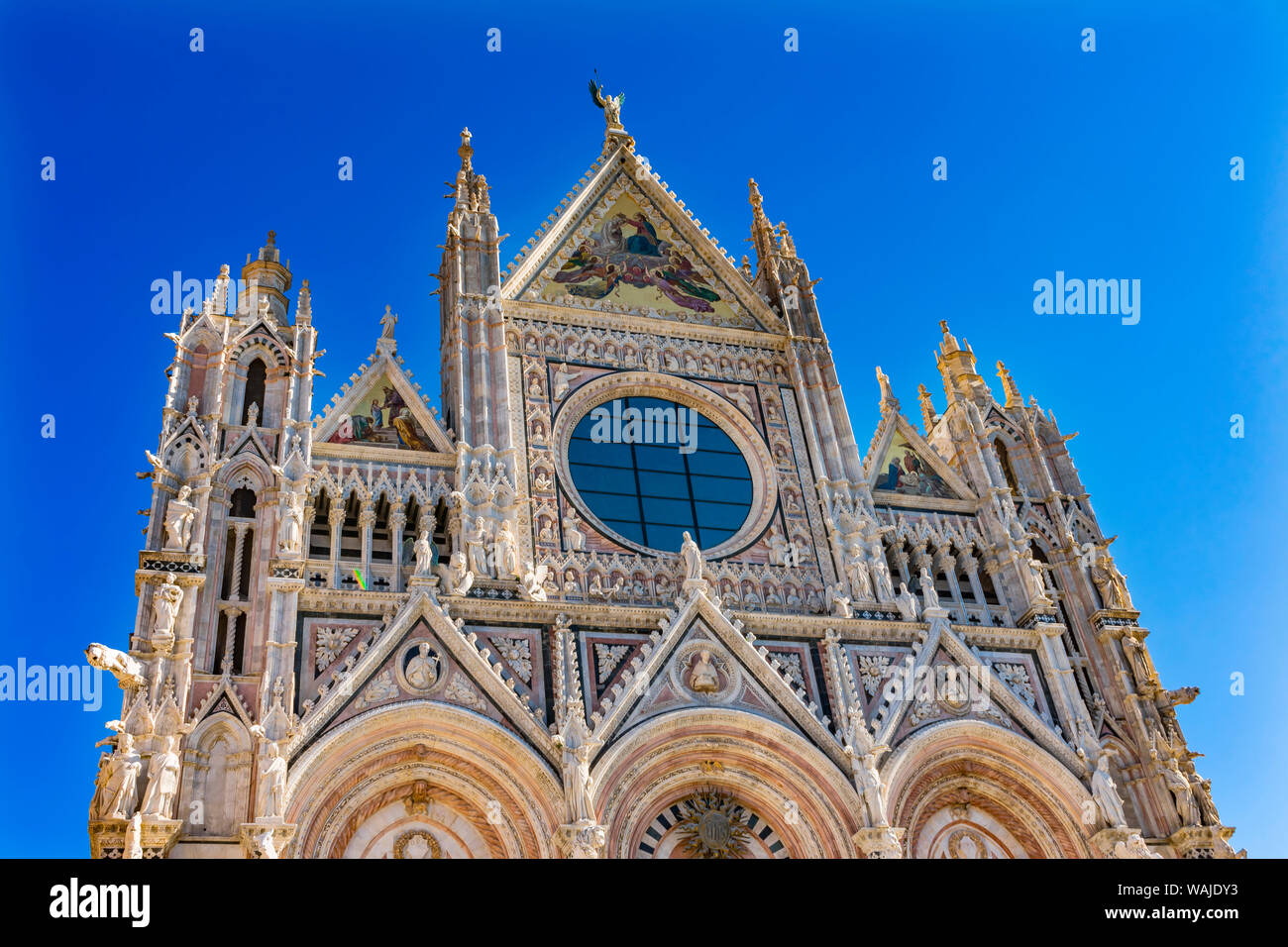 Der Dom von Siena Fassade, Siena, Italien. Dom abgeschlossen von 1215 bis 1263. Stockfoto