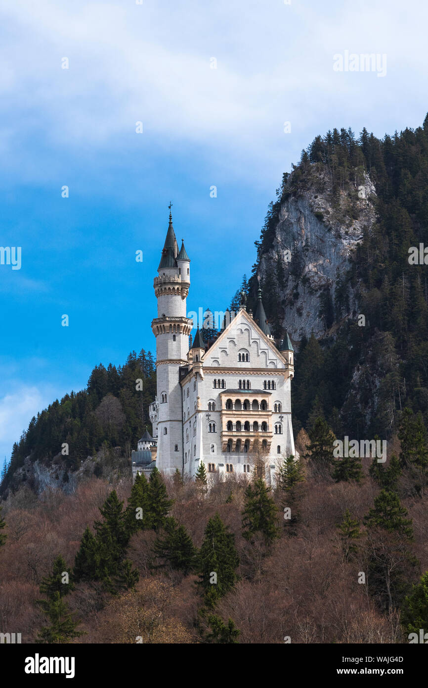 Seitenansicht der Romanischen König Ludwigs Schloss Stockfoto