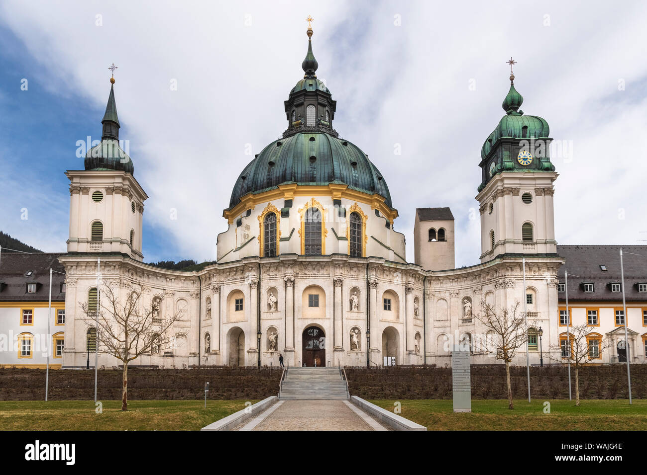 Vorderansicht des Kloster Ettal in Bayern, Deutschland Stockfoto