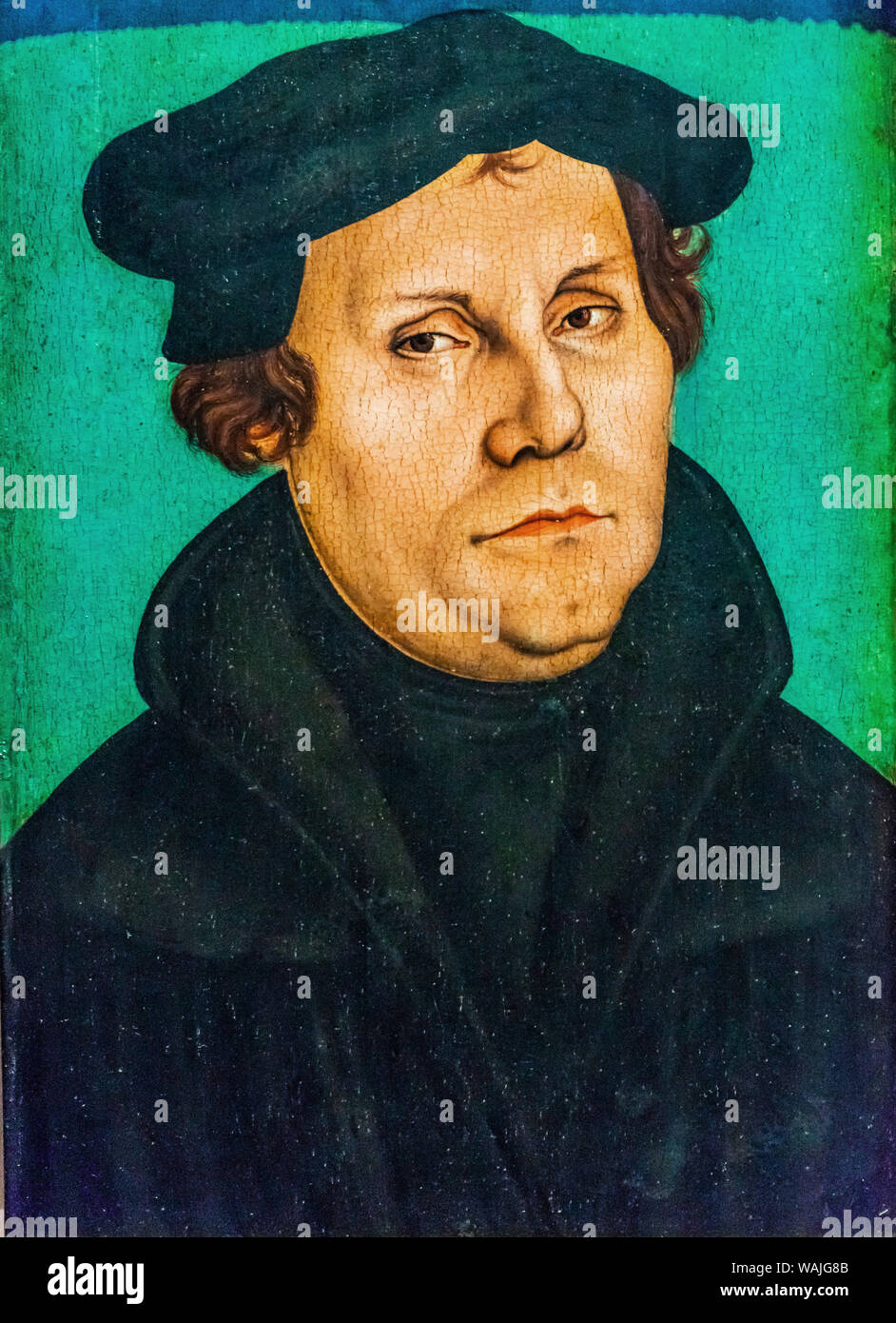 Martin Luther 'Portrait 1500 das Gemälde Cranachs Elder Martin Luther Haus Lutherstadt Wittenberg Deutschland Stockfoto