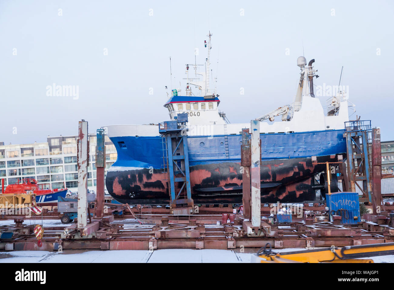 Island, Reykjavik, alten Hafen. Das Schiff im Trockendock für Reparaturen. Kredit als: Wendy Kaveney/Jaynes Galerie/DanitaDelimont.com Stockfoto