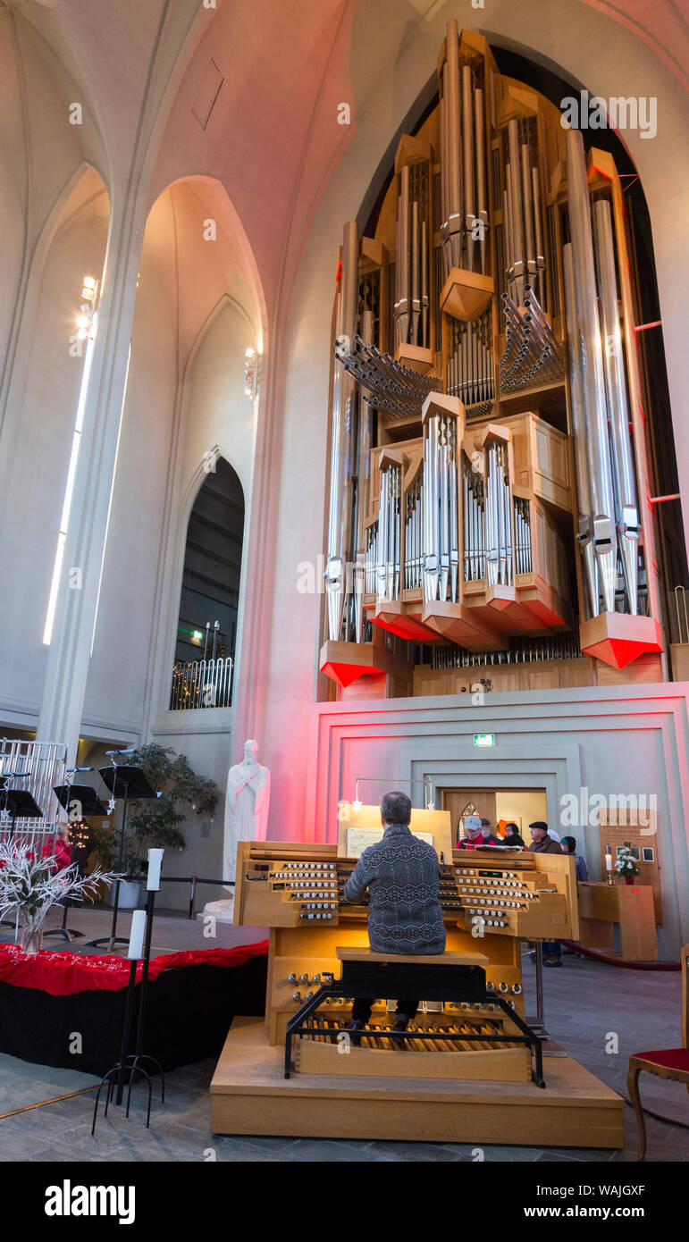 Island, Reykjavik, Kirche Hallgrimskirkja. Musiker spielen auf der Orgel. Kredit als: Wendy Kaveney/Jaynes Galerie/DanitaDelimont.com Stockfoto