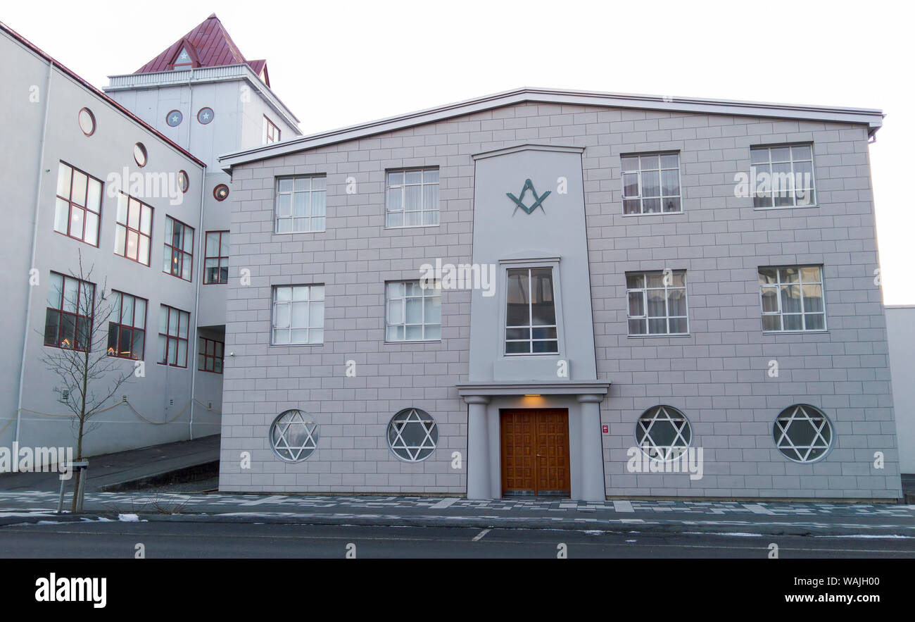 Island, Reykjavik. Masonic Temple mit David stern Windows. Kredit als: Wendy Kaveney/Jaynes Galerie/DanitaDelimont.com Stockfoto