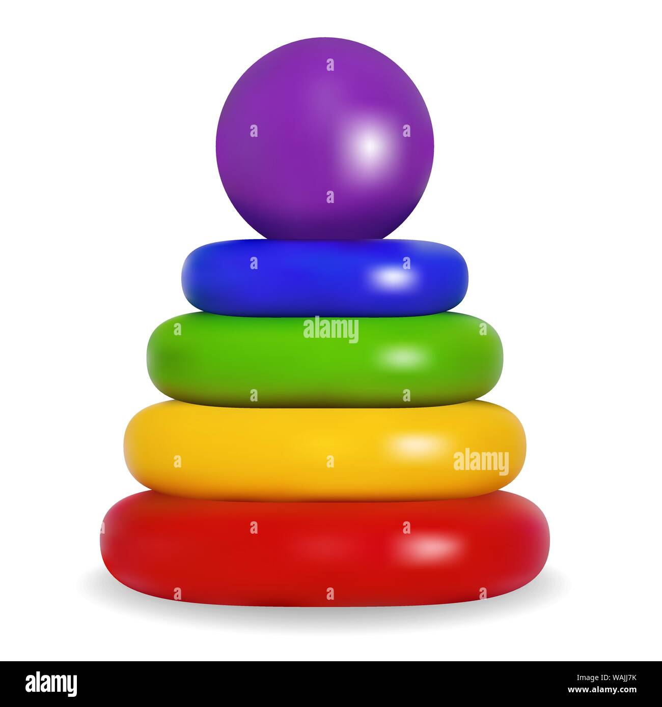 Pyramide. Entwicklung Spiel für Kinder. Helles farbiges Plastikspielzeug. Isoliertes Objekt. Vektor Stock Vektor