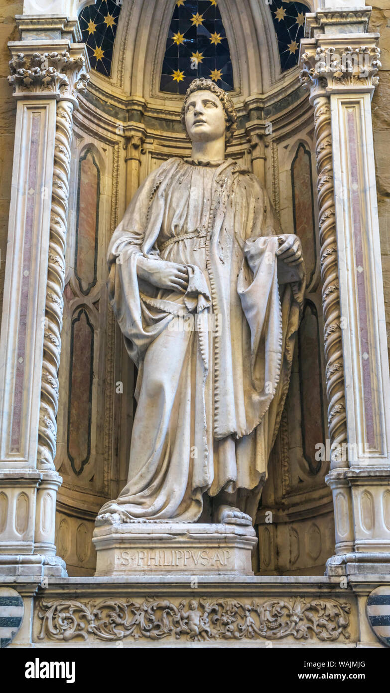 Saint Philip Statue Chiesa Museum Kirche Orsanmichele, Florenz, Italien. Statue von Nanni di Banco im Jahr 1400 Stockfoto