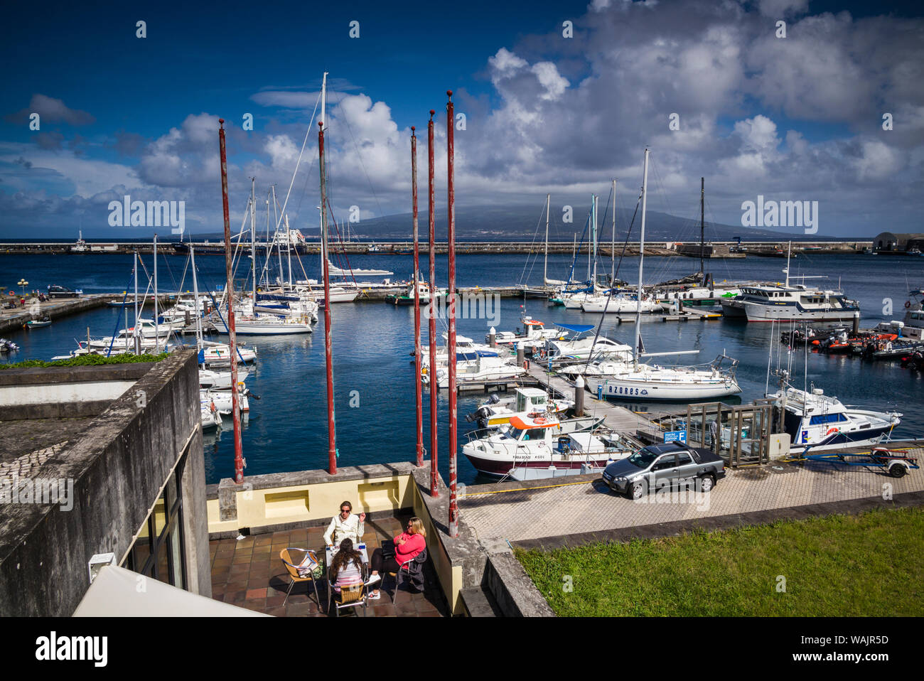 Portugal, Azoren, Insel Faial, Horta. Waterfront Stockfoto
