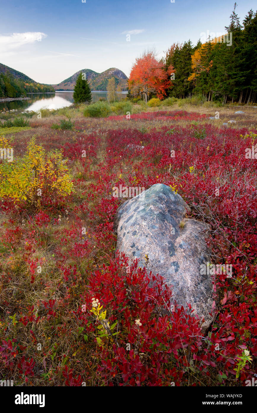 USA, Maine. Die Blasen und Jordanien Teich in vollen Farben des Herbstes, Acadia National Park. Stockfoto