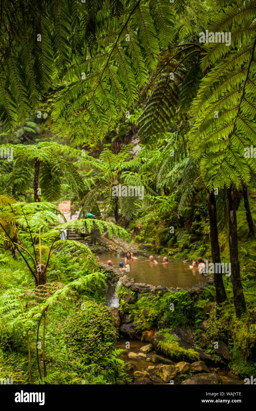 Portugal, Azoren, Sao Miguel Island, Caldeira Velha. Außen-Pool Stockfoto