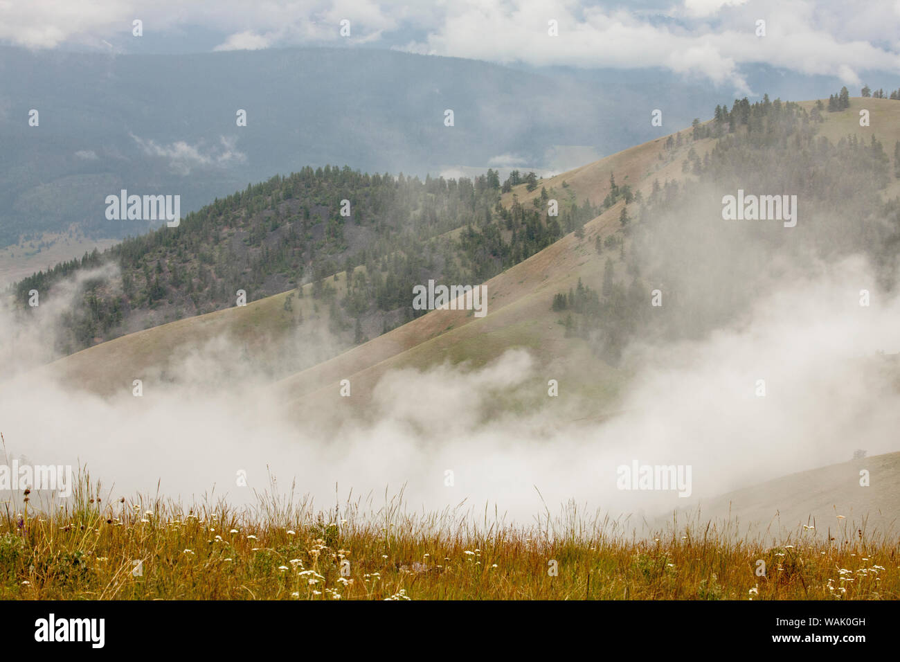 National Bison Range, Montana, USA Wolken auf die Mission Berge rollen. Stockfoto