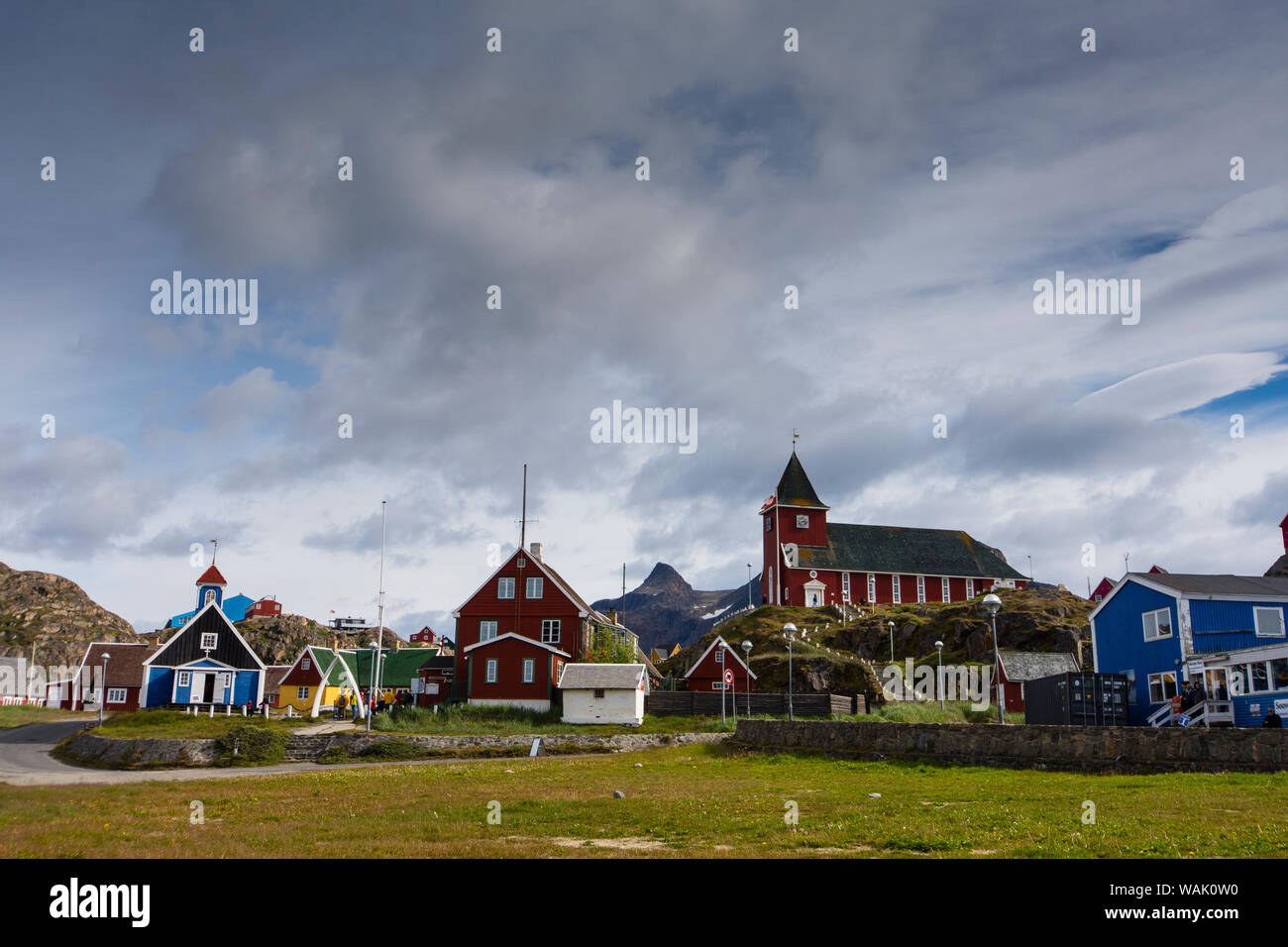 Grönland Sisimiut. Geschichte Museum und die Kirche im Zentrum der Stadt. Stockfoto