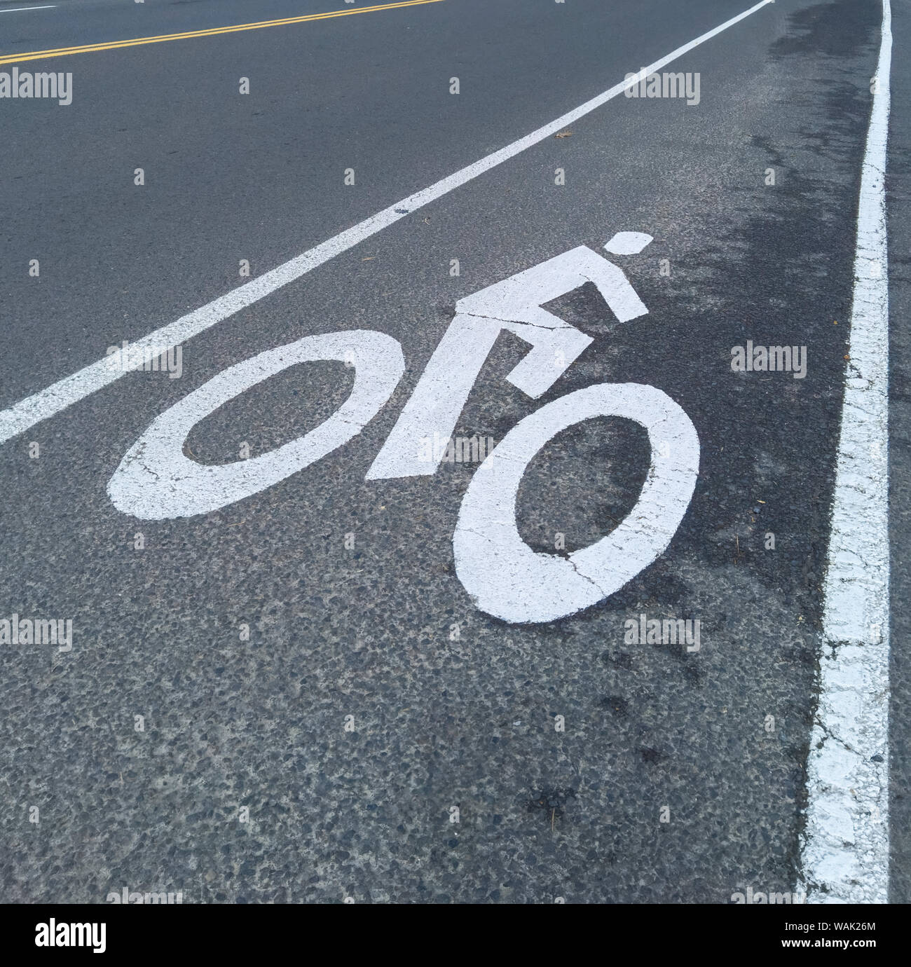 USA, Oregon, Cannon Beach. Universal bike Lane Symbol auf die Straße gemalt. Kredit als: Wendy Kaveney/Jaynes Galerie/DanitaDelimont.com Stockfoto