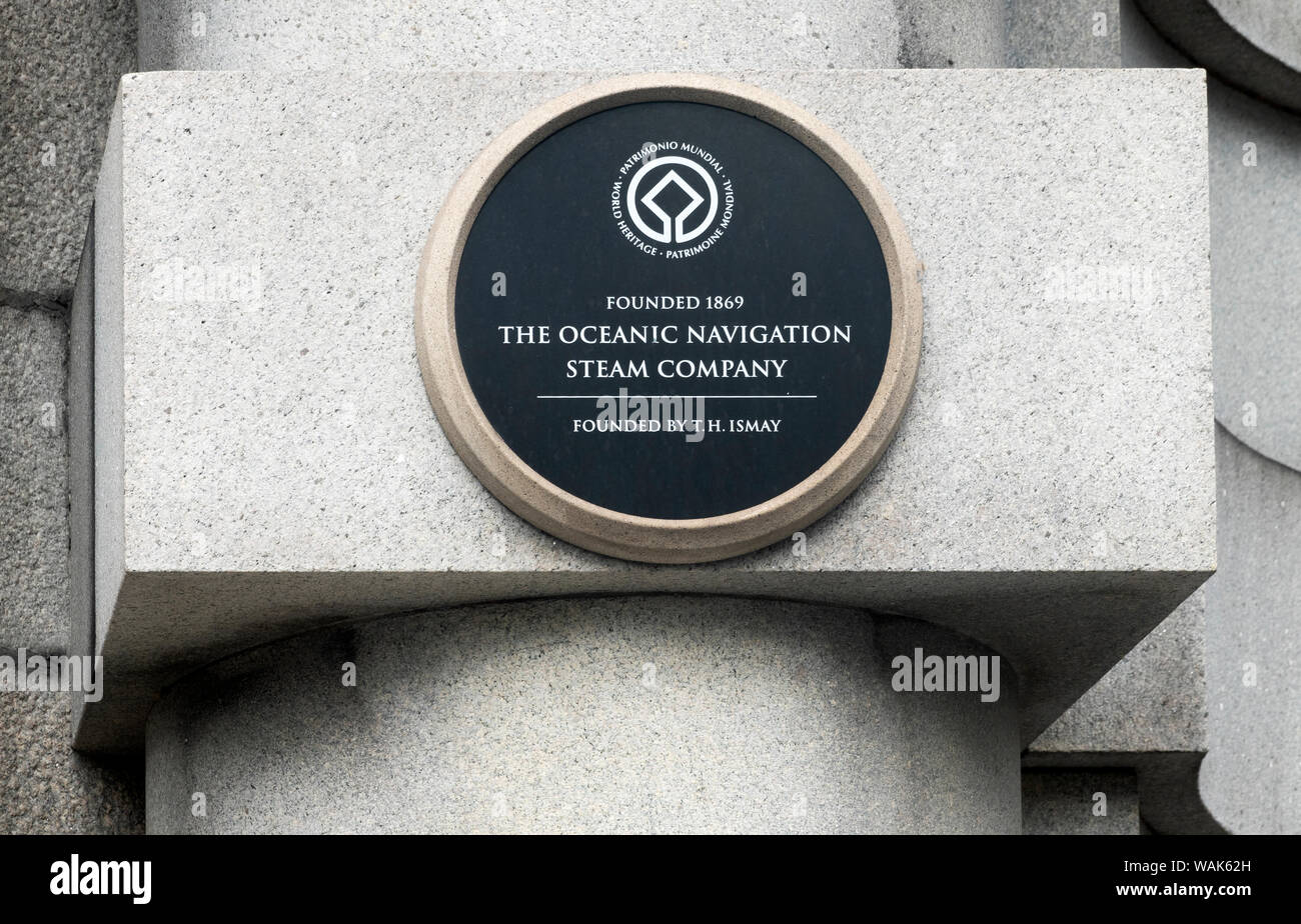 Das Oceanic Steam Navigation Company (die White Star Line) auf dem Hotel - 30 James Street Stockfoto