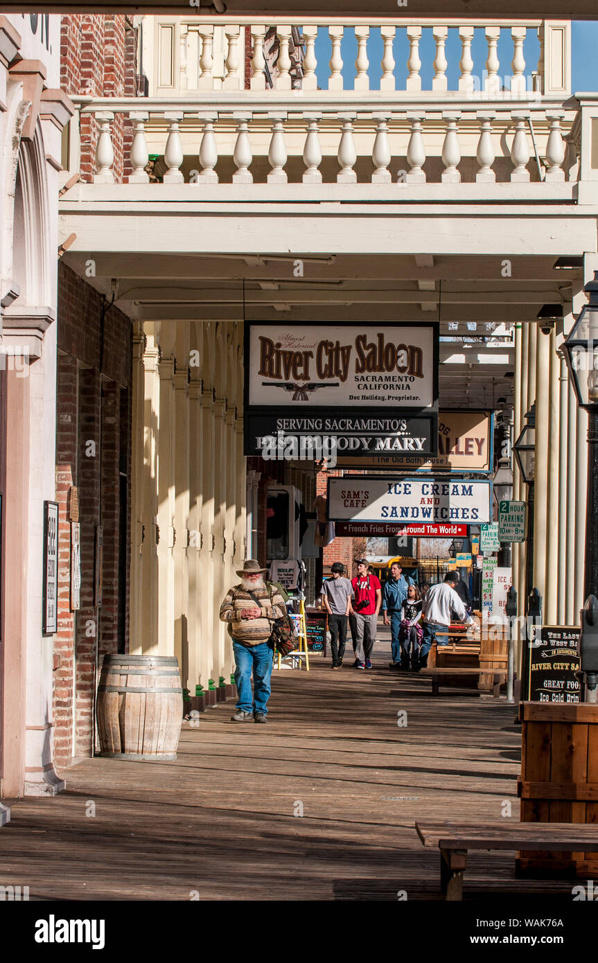 Das historische Zentrum der Altstadt von Sacramento, Sacramento, Kalifornien. (Redaktionelle nur verwenden) Stockfoto