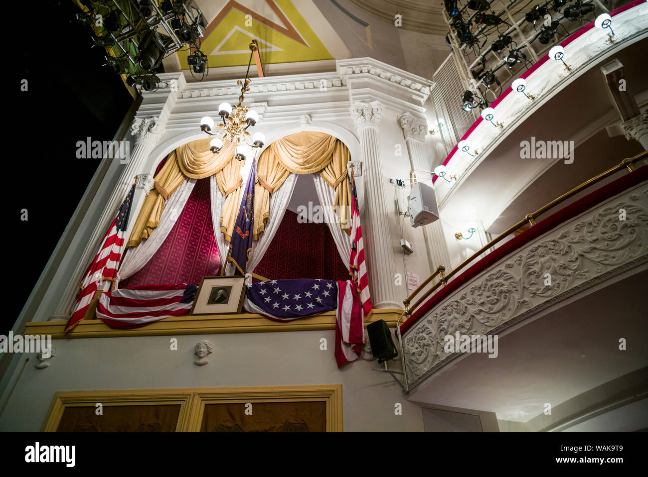 USA, Washington D.C. Ford's Theater, Ort der Ermordung von Präsident Abraham Lincoln, Presidential theater Box (Editorial nur verwenden) Stockfoto