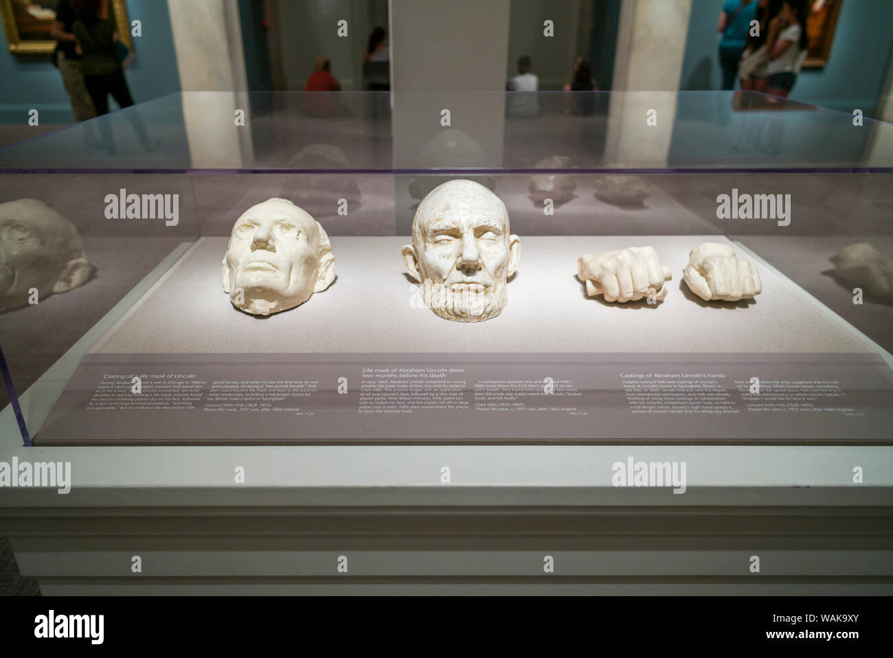 USA, Washington D.C. Reynolds Mitte für amerikanische Kunst, National Portrait Gallery, leben Masken von Präsident Abraham Lincoln (Editorial nur verwenden) Stockfoto