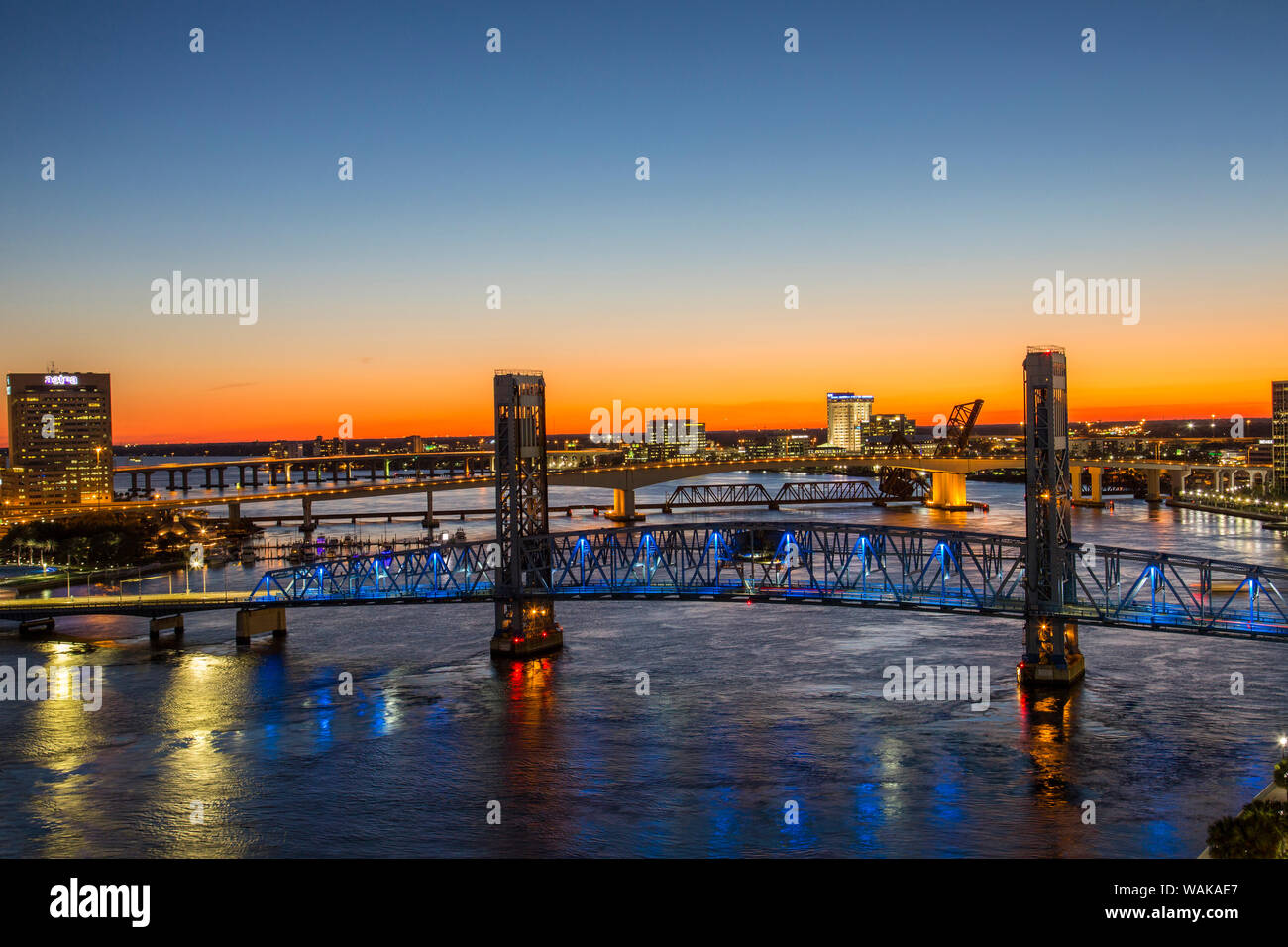Main Street Bridge, St. Johns River. Jacksonville, Florida. Stockfoto