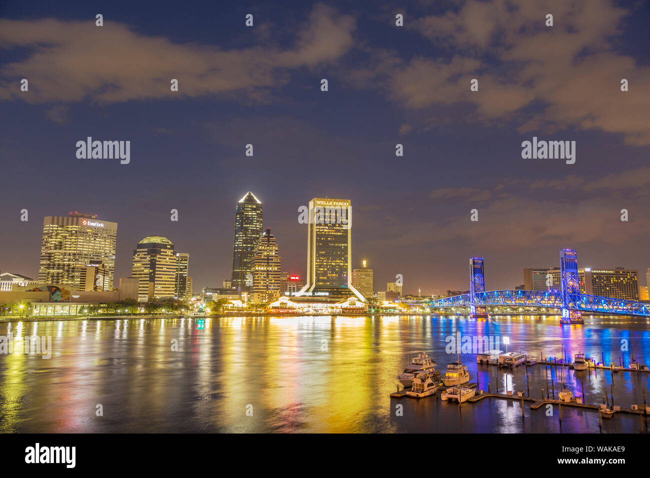 Skyline der Stadt und den St. Johns River. Jacksonville, Florida. Stockfoto