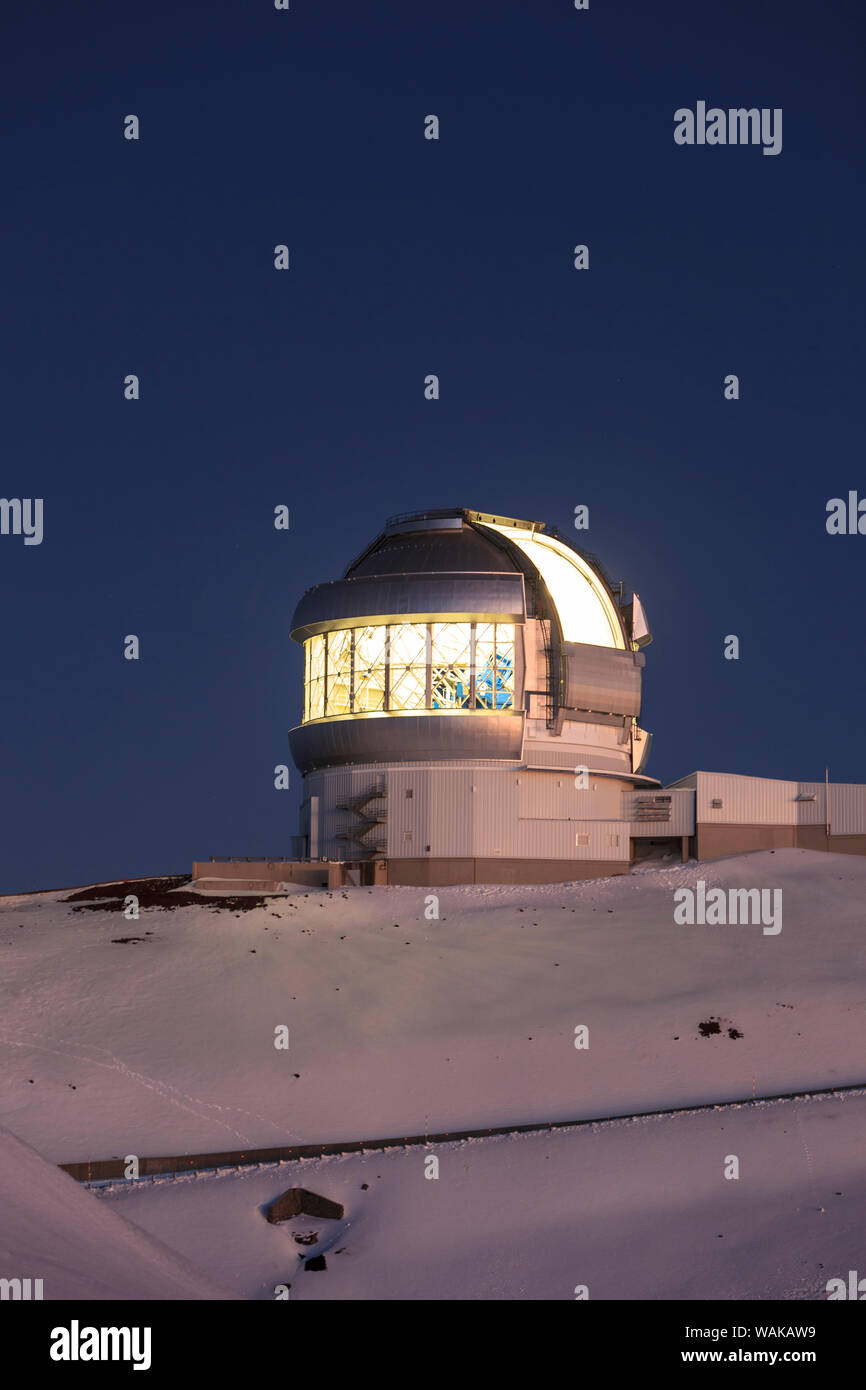 Blick von Mauna Kea Sternwarten (4200 m). Der Gipfel beherbergt die größte astronomische Observatorium der Welt, mit Teleskopen von Astronomen aus elf Ländern betrieben. Stockfoto