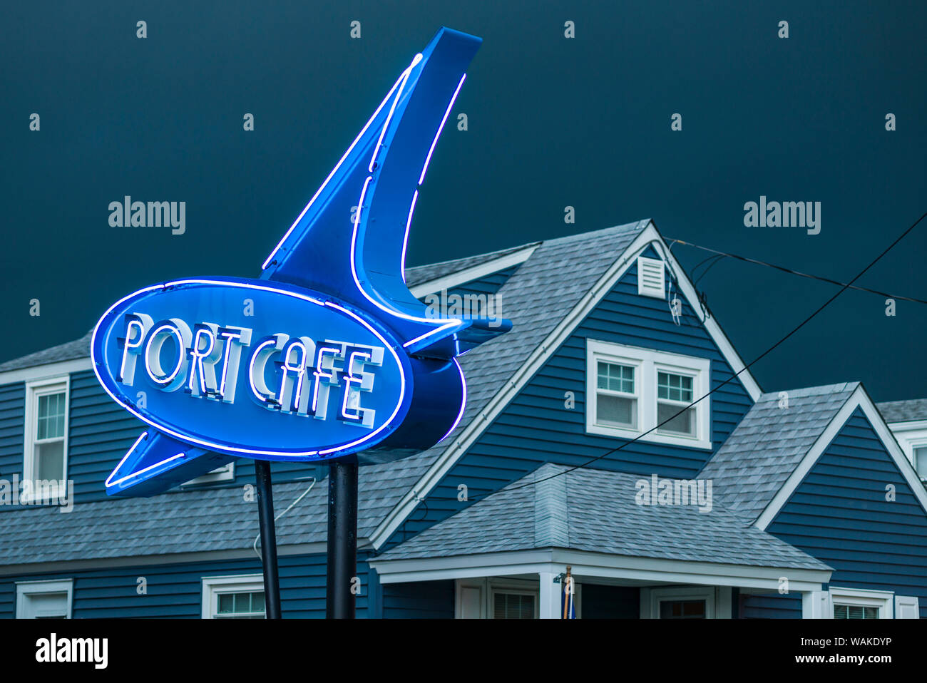 USA, New Jersey, Wildwoods. 1950 Doo-Wop Architektur, Hafen Cafe Leuchtreklame Stockfoto