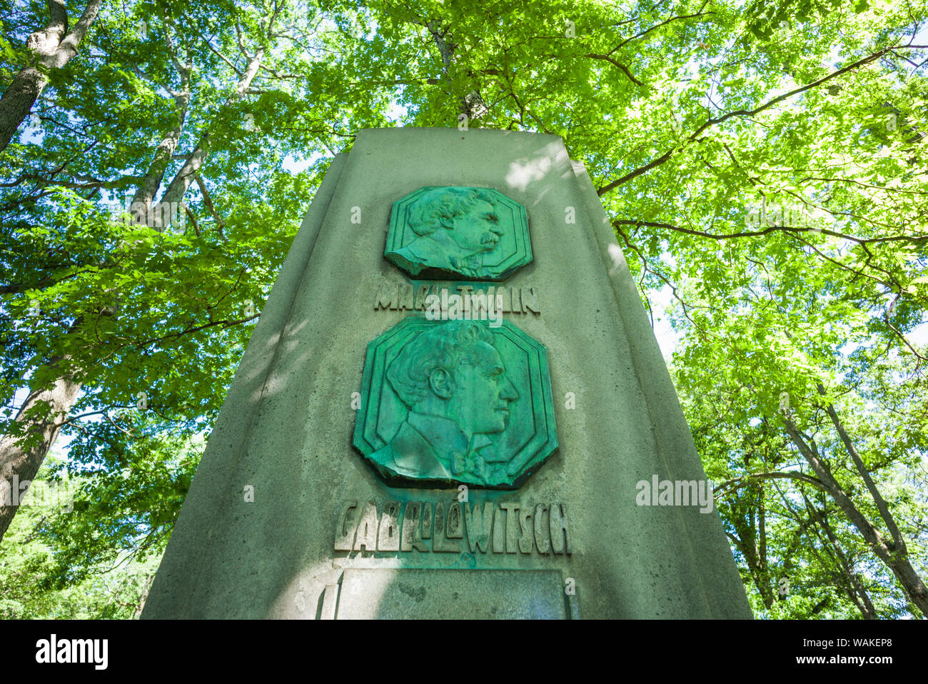USA, New York, Elmira. Denkmal für Mark Twain und Schwiegersohn, russischer Komponist, Ossip Gabrilowitsch Stockfoto