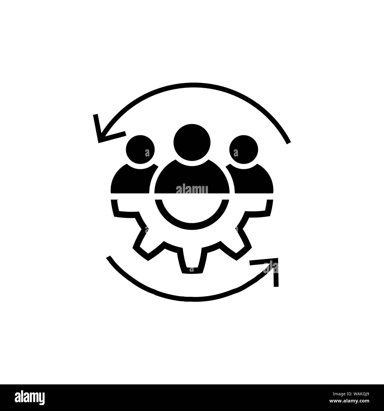 Teamwork Symbol Leitung im flachen Stil. Team und mit Pfeilen isoliert auf Weiss. Führung Konzept. Vector Gruppe von Menschen Symbol. Einfache Zusammenarbeit Stock Vektor