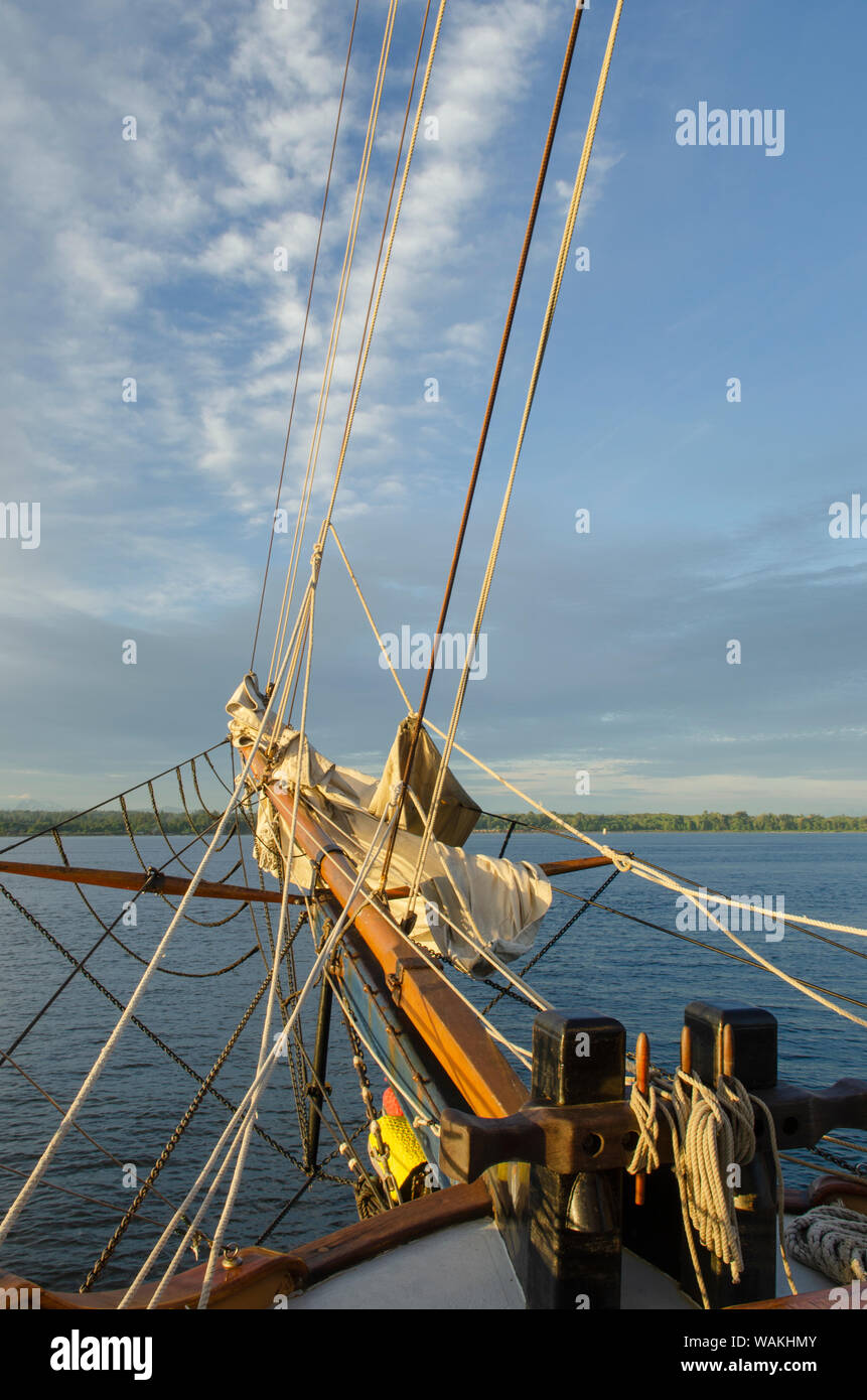 Bugspriet der hawaiischen Häuptling, ein Quadrat Topsail Schooner. Im Besitz der Grays Harbor Historische Seehafen, Aberdeen, Washington State betrieben Stockfoto
