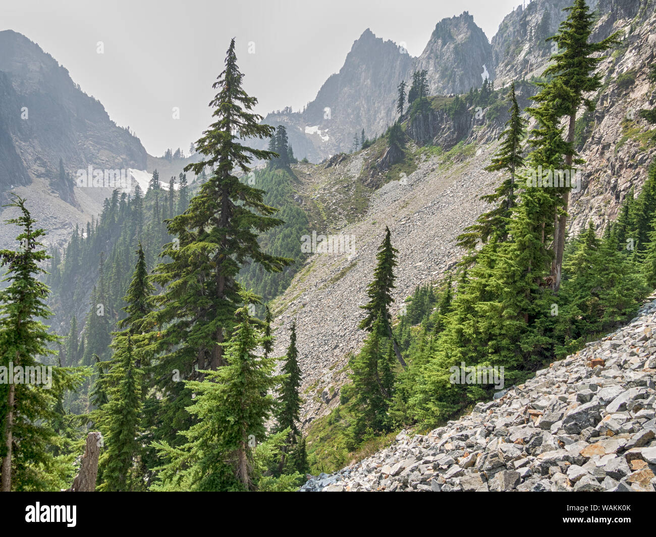 Washington State, alpinen Seen Wildnis. Cross-country-Strecke, Blick Richtung Melakwa Pass Stockfoto