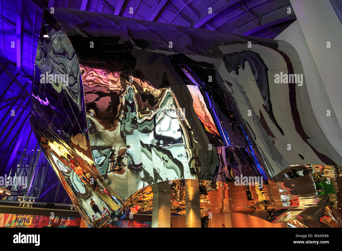 Museum der Popkultur, ehemals EMP Experience Music Project, entworfen von Frank Gehry. Das Seattle Center, Seattle, Washington State, USA. (Redaktionelle nur verwenden) Stockfoto