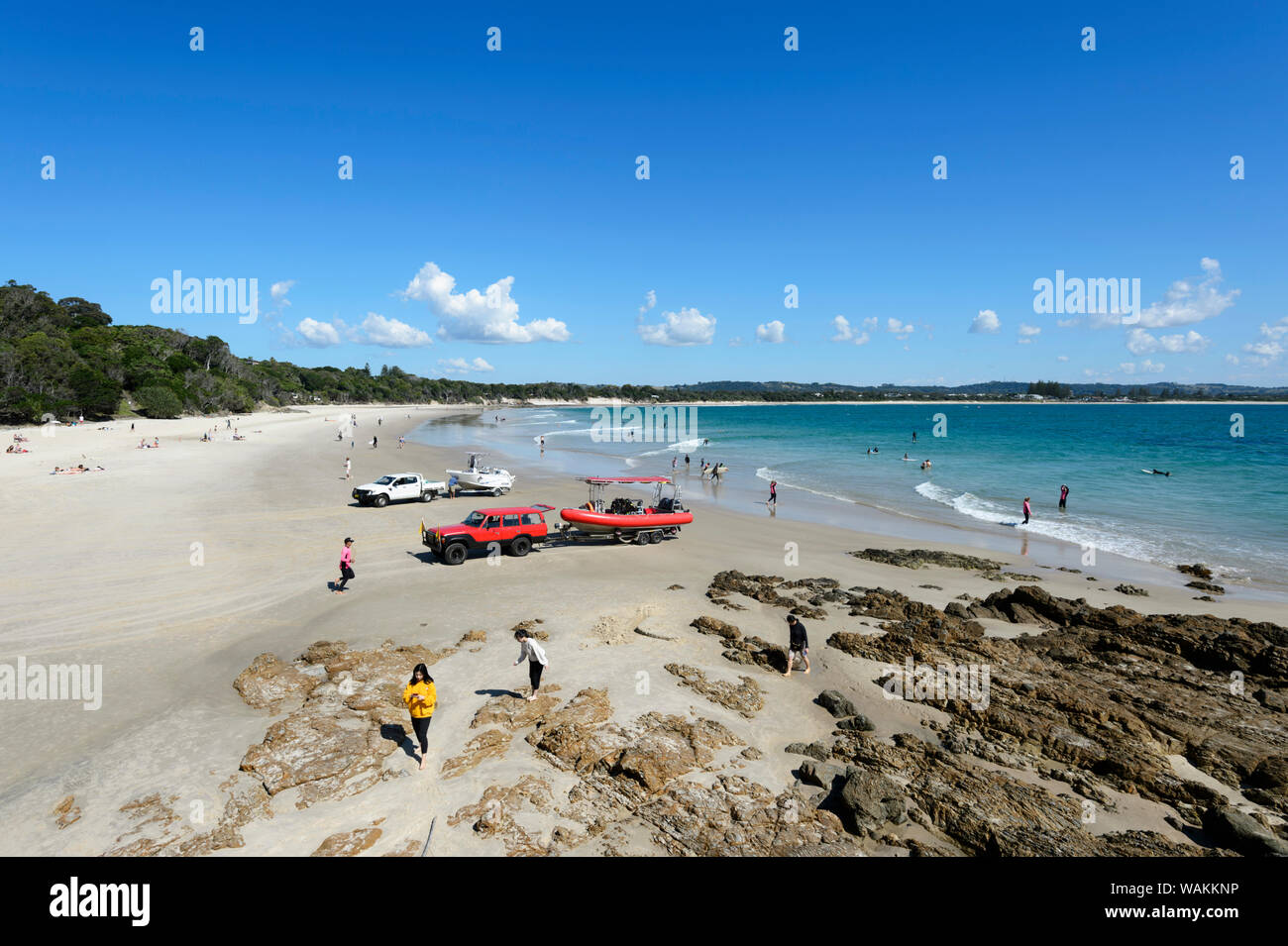 Beach Szene am Strand am Cape Byron, New South Wales, NSW, Australien Stockfoto