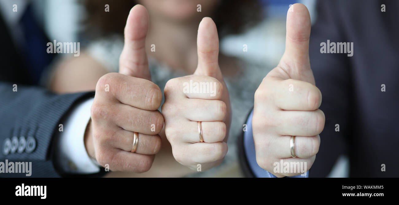 Die Teilnehmer der Konferenz bekunden Ihre Zustimmung Stockfoto