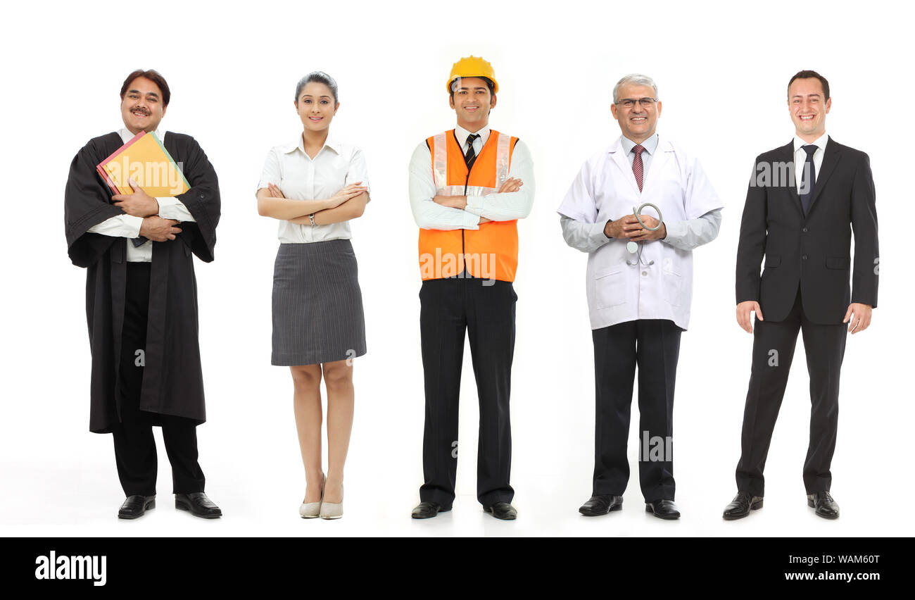 Gruppe von Fachleuten mit verschiedenen Berufen Stockfoto