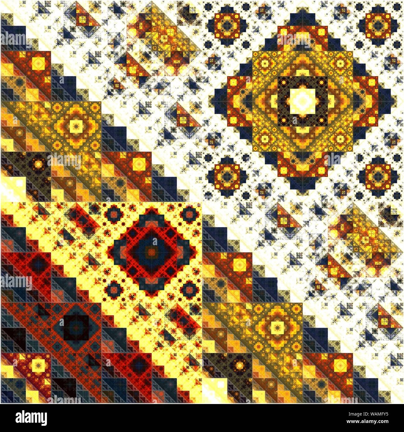 Abstrakte Symmetrische fraktale Geometrie Kunst bunte Muster Stockfoto