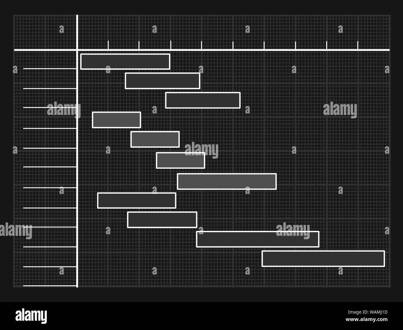 Ein Gantt Diagramm ist eine Art des Balkendiagramms, das zeigt ein Projekt planen. Stockfoto