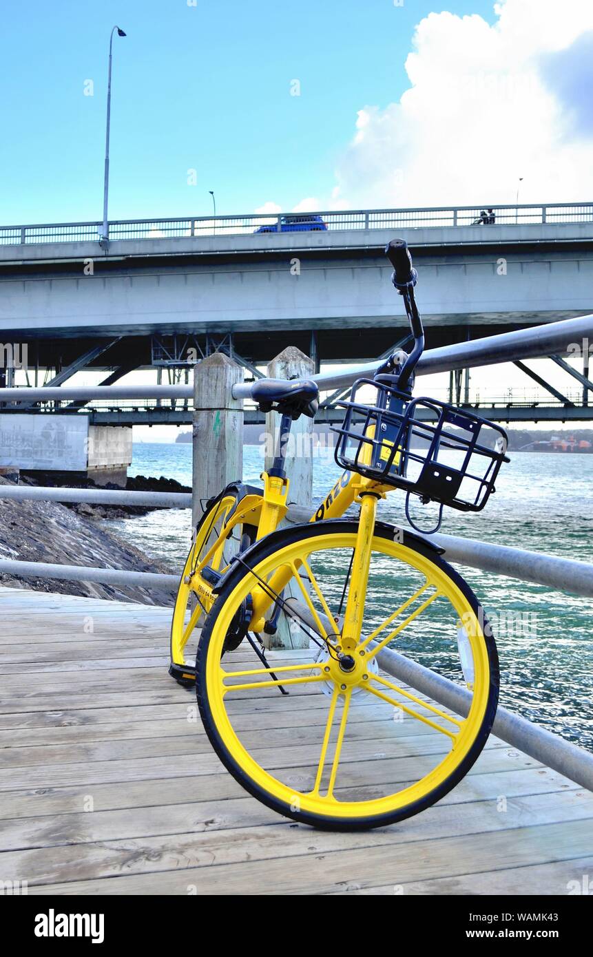 Fahrrad Sharing Service in Auckland City Stockfoto