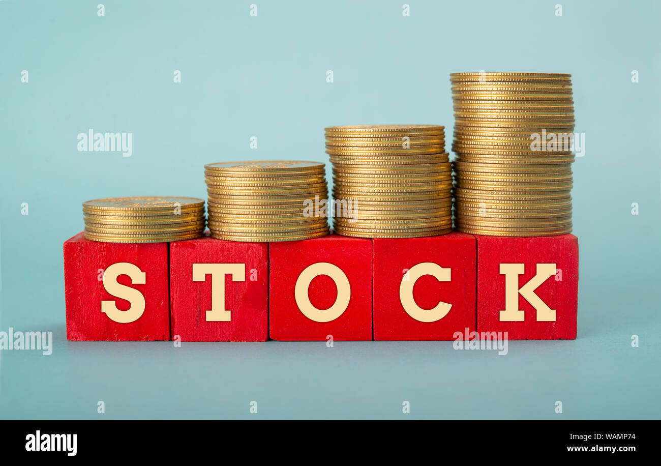 Börsensituation Konzept mit gold coin graph Stapel Stockfoto
