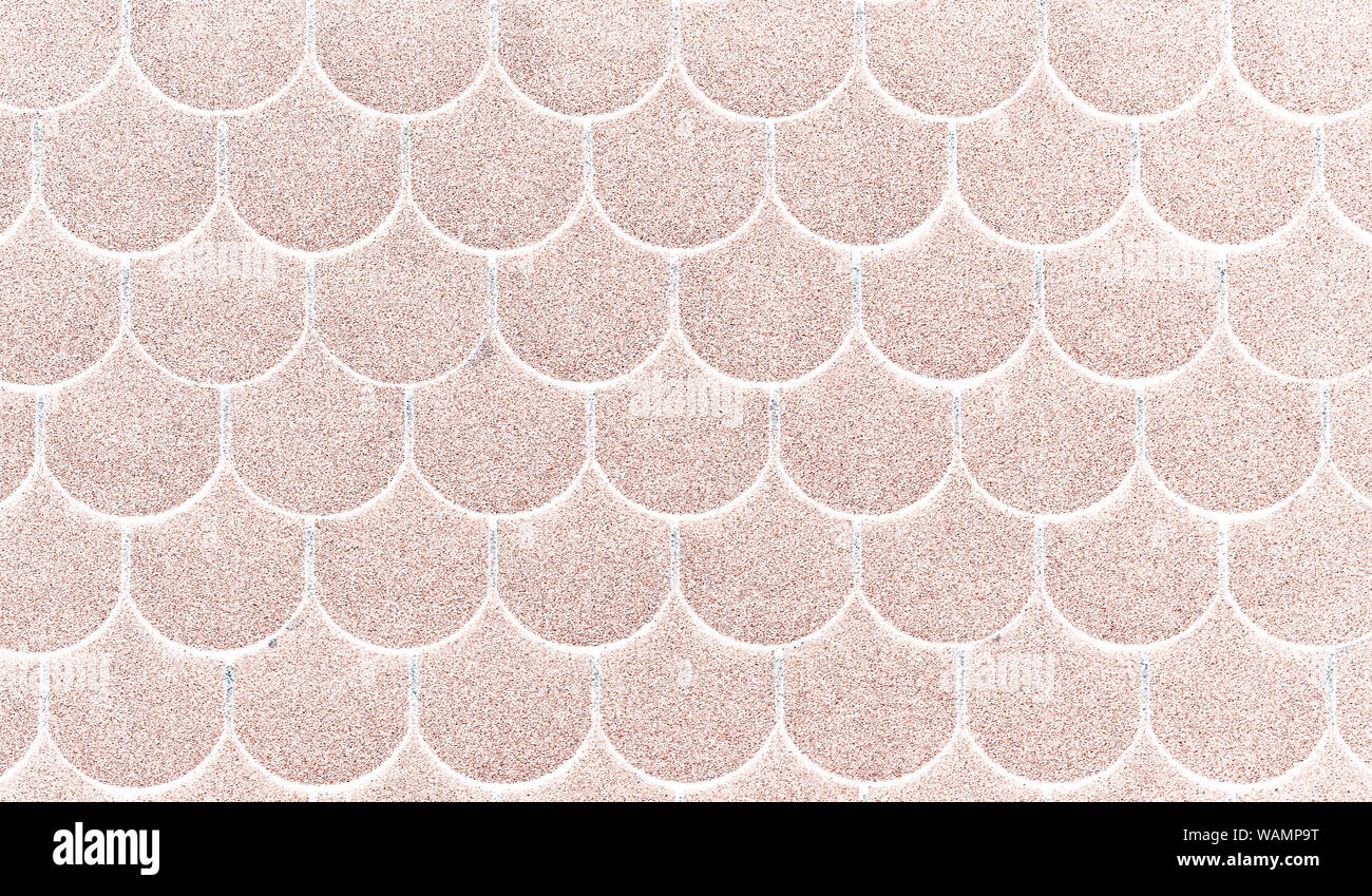Nahaufnahme auf weißem Asphalt Dachschindeln Hintergrund. Stockfoto