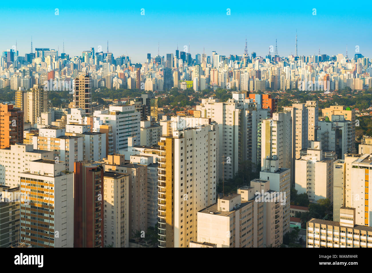 Die Skyline in der Dämmerung von Sao Paulo, Brasilien, Südamerika Stockfoto