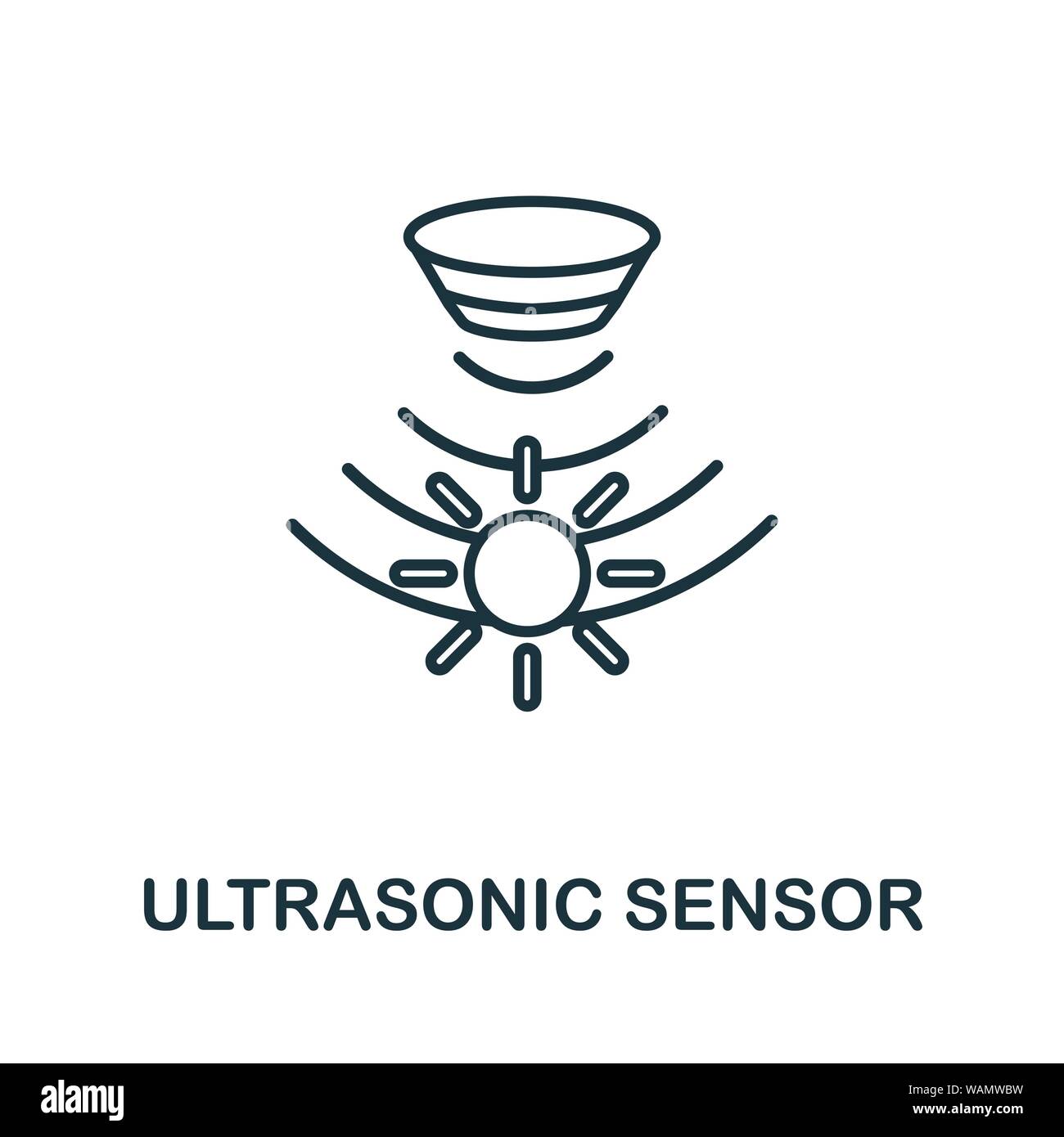 Symbol für den Ultraschallsensor. Dünne Linien Stil von Sensoren