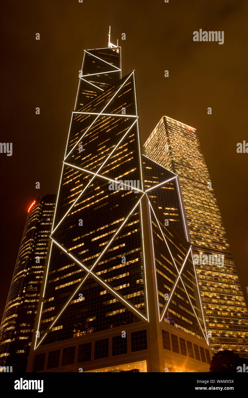 Hong Kong, Admiralität, China - Bank von China Gebäude, entworfen vom Architekten IM Pei, Chung Wan (Central District). Stockfoto