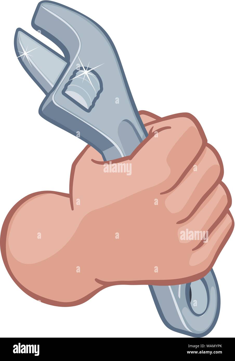 Klempner Mechaniker Hand Faust Holding Schraubenschlüssel Stock Vektor