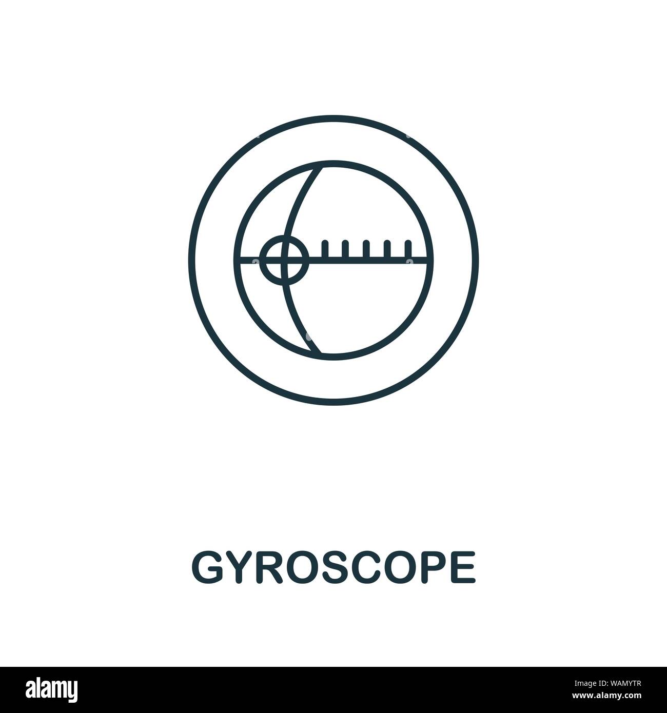 Symbol für Gyroskop-Umriss. Dünne Linien Stil von Sensoren Icons Sammlung. Pixel Perfect einfaches Element Gyroskop Symbol für Web-Design, Apps, Software Stock Vektor