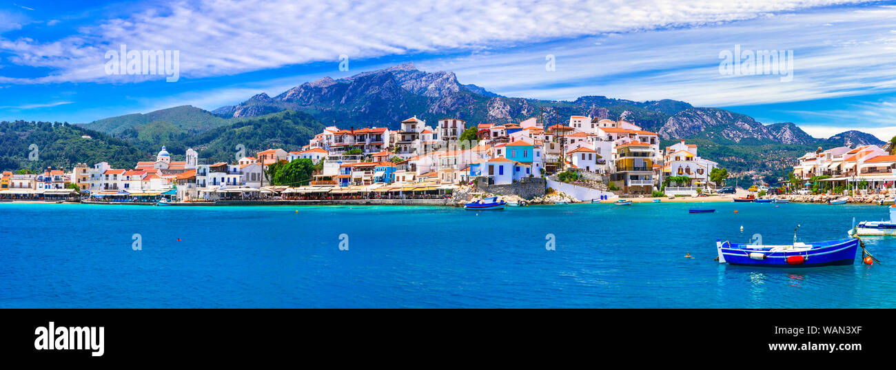 Griechenland. Einer der schönsten traditionellen Dörfer Kokkari auf der Insel Samos Stockfoto