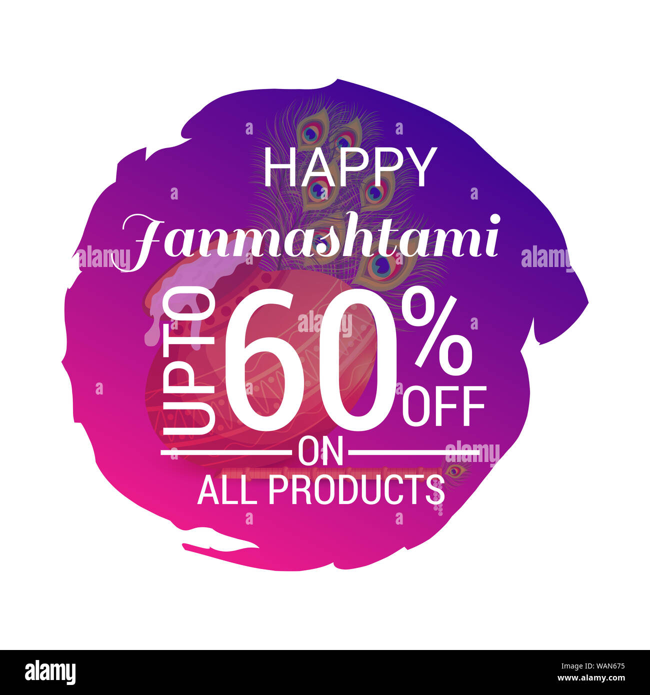 Vector Illustration eines Hintergrund oder eine Broschüre für indische Festival der Glücklich Janmashtami Feier. Stockfoto
