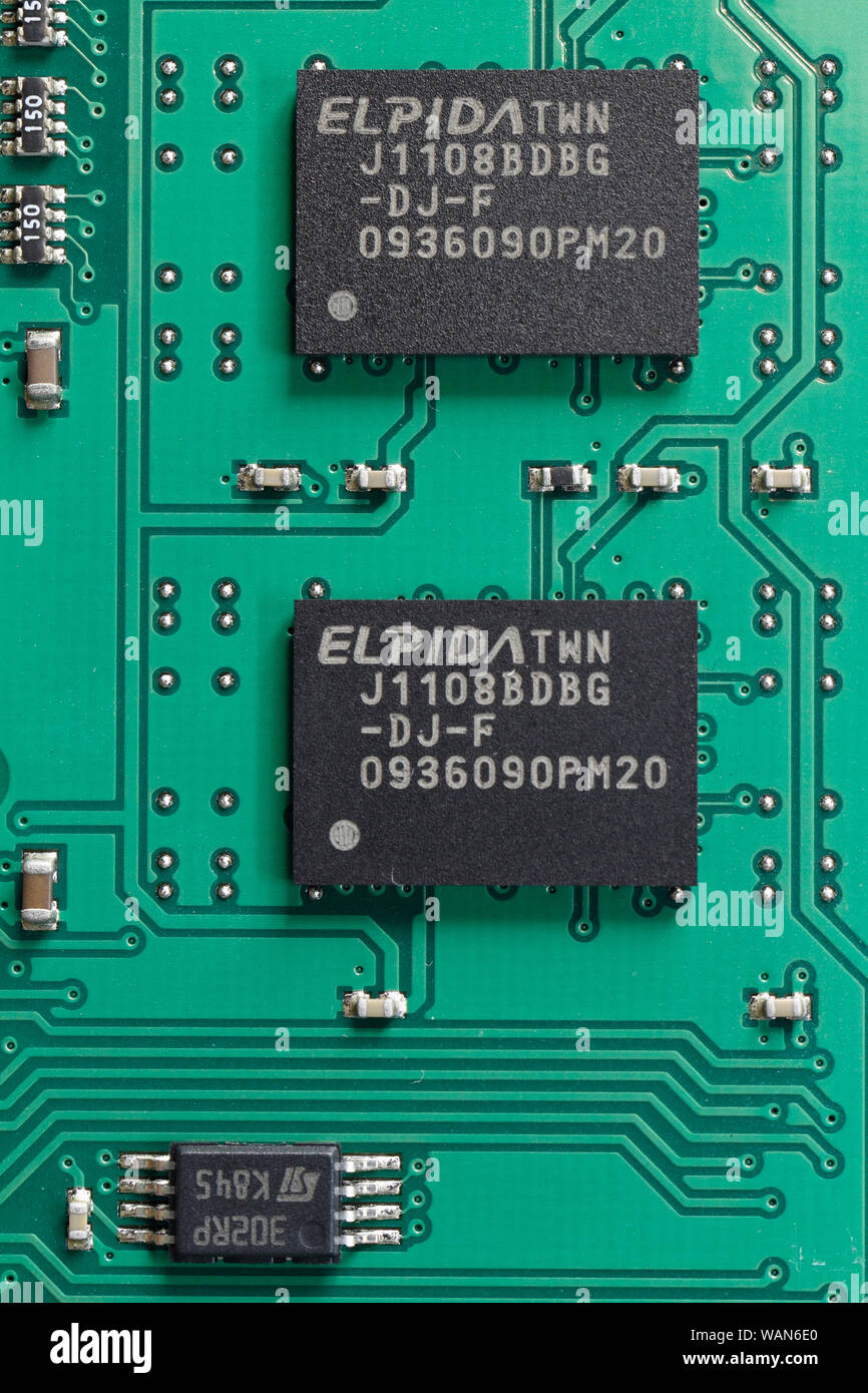 Ball Grid Array SMD-Speicher ddr RAM integrierte Schaltungen ICs Hardwaretechnologie Stockfoto