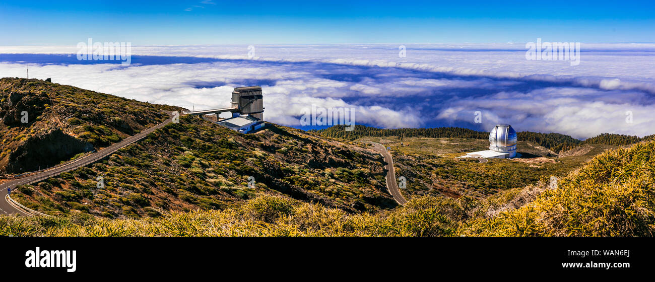 Beeindruckende Observatorium auf der Insel La Palma, Roque de Los Muchachos, Spanien Stockfoto