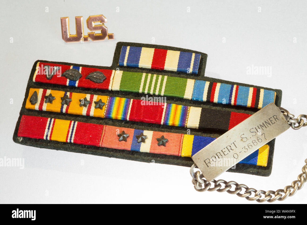 Award und Dekoration Bänder von einem Weltkrieg zwei US Army Soldat Stockfoto