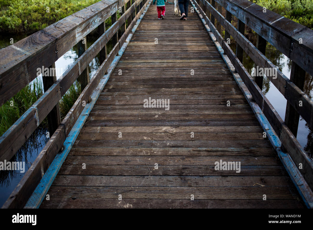 Mutter und Tochter Spaziergang auf der Promenade am Stanley See Stockfoto