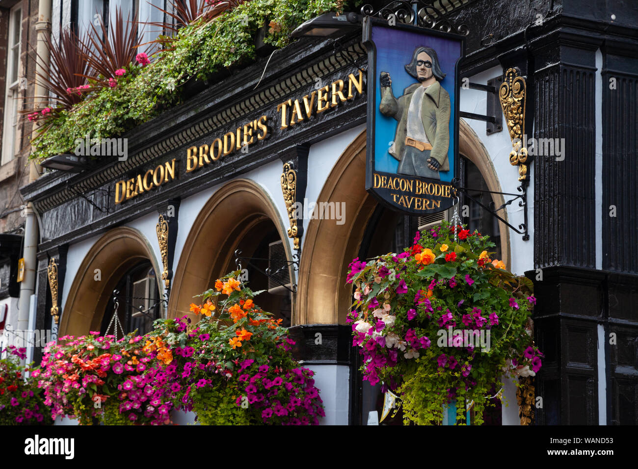 Diakon Brodies Taverne. Royal Mile Edinburgh Schottland, Vereinigtes Königreich Stockfoto