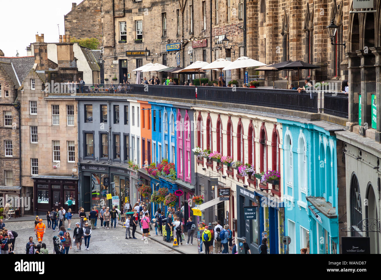 Victoria Street Grassmarket in Edinburgh Schottland führt. Stockfoto
